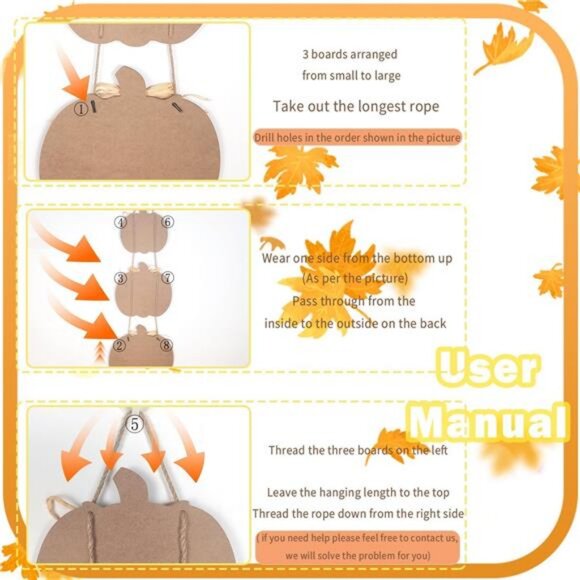 3 Pieces Fall Door Sign Pumpkin Decor Grateful Thankful Blessed Wall Signs - Picture 5 of 8